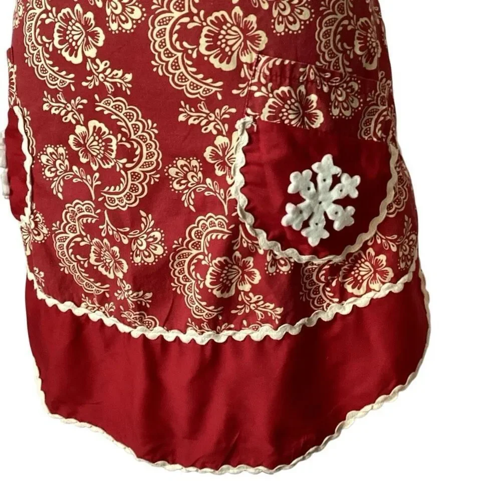 Vintage D. L. Rhein for Silvestri Kitschy Snowflake Apron Red White